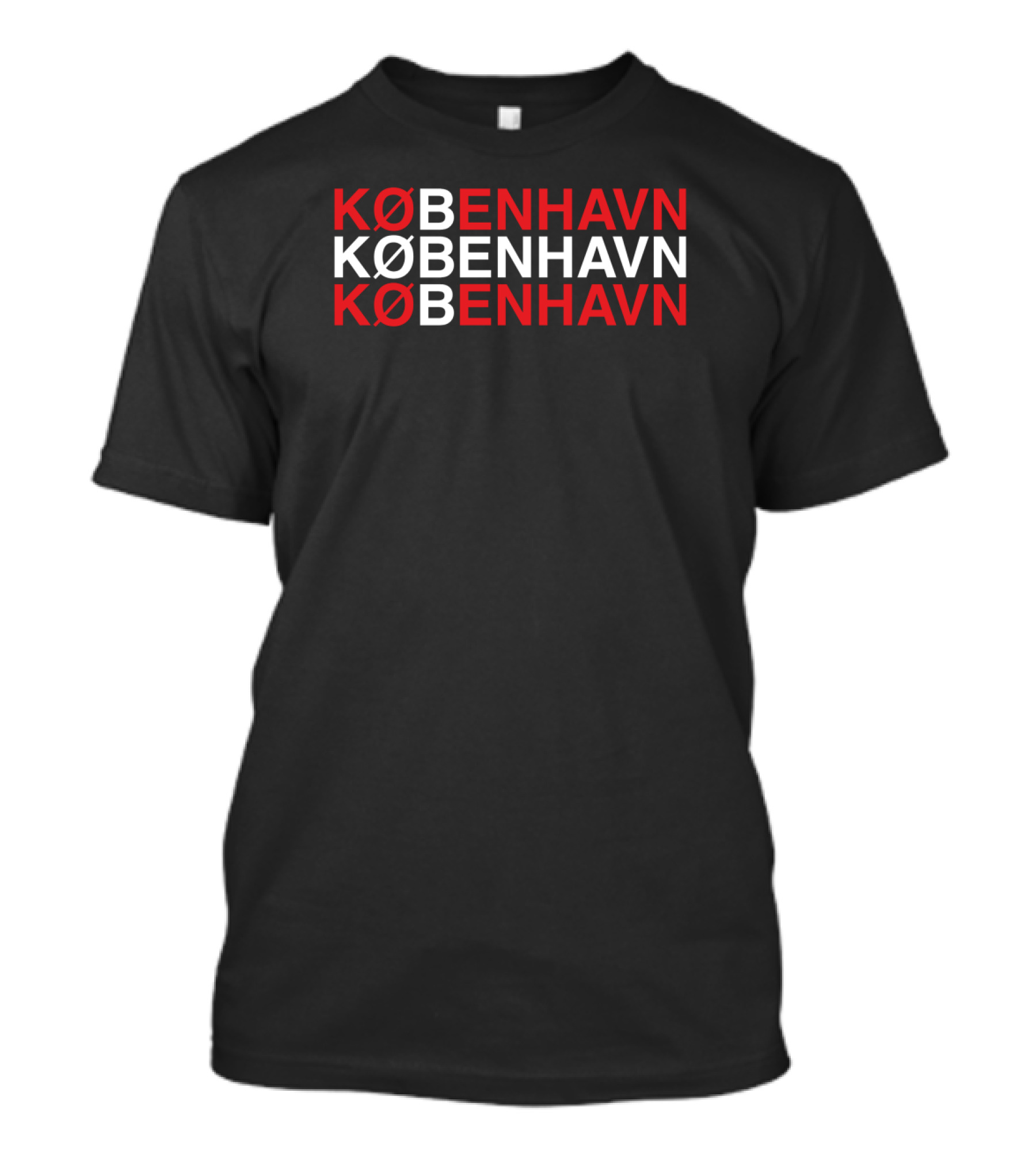 KØBENHAVN Red And White Typography T-Shirt