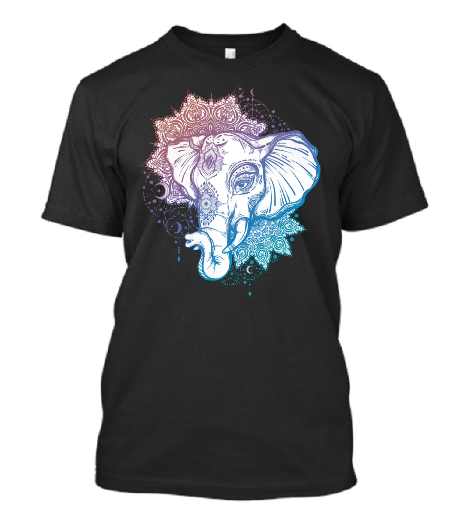 Elephant Mandala With Indian Floral Patterns And Mystical Motifs T-Shirt