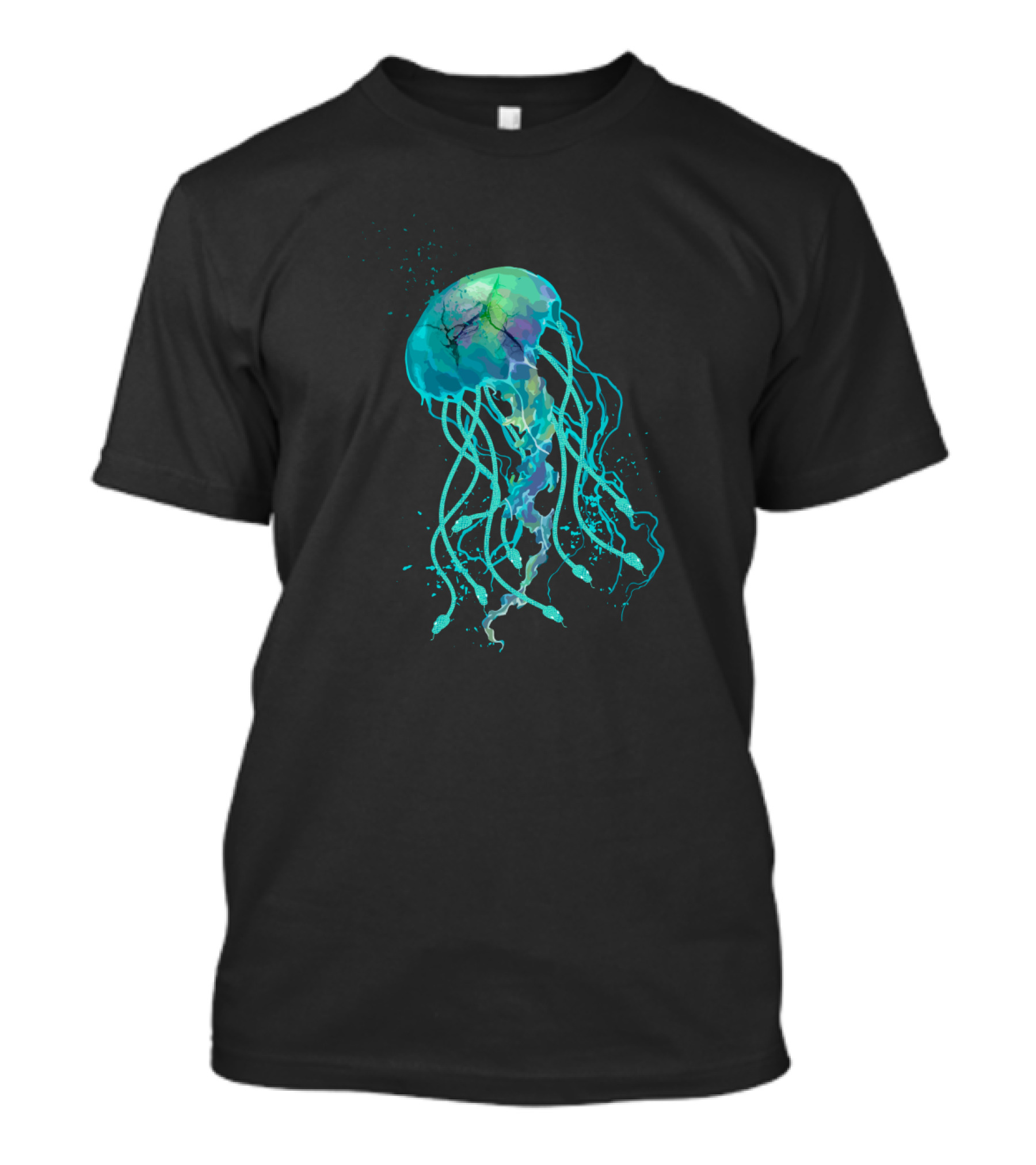 Jellyfish With Snake-Like Tentacles And Cracked Pattern - Medusa T-Shirt