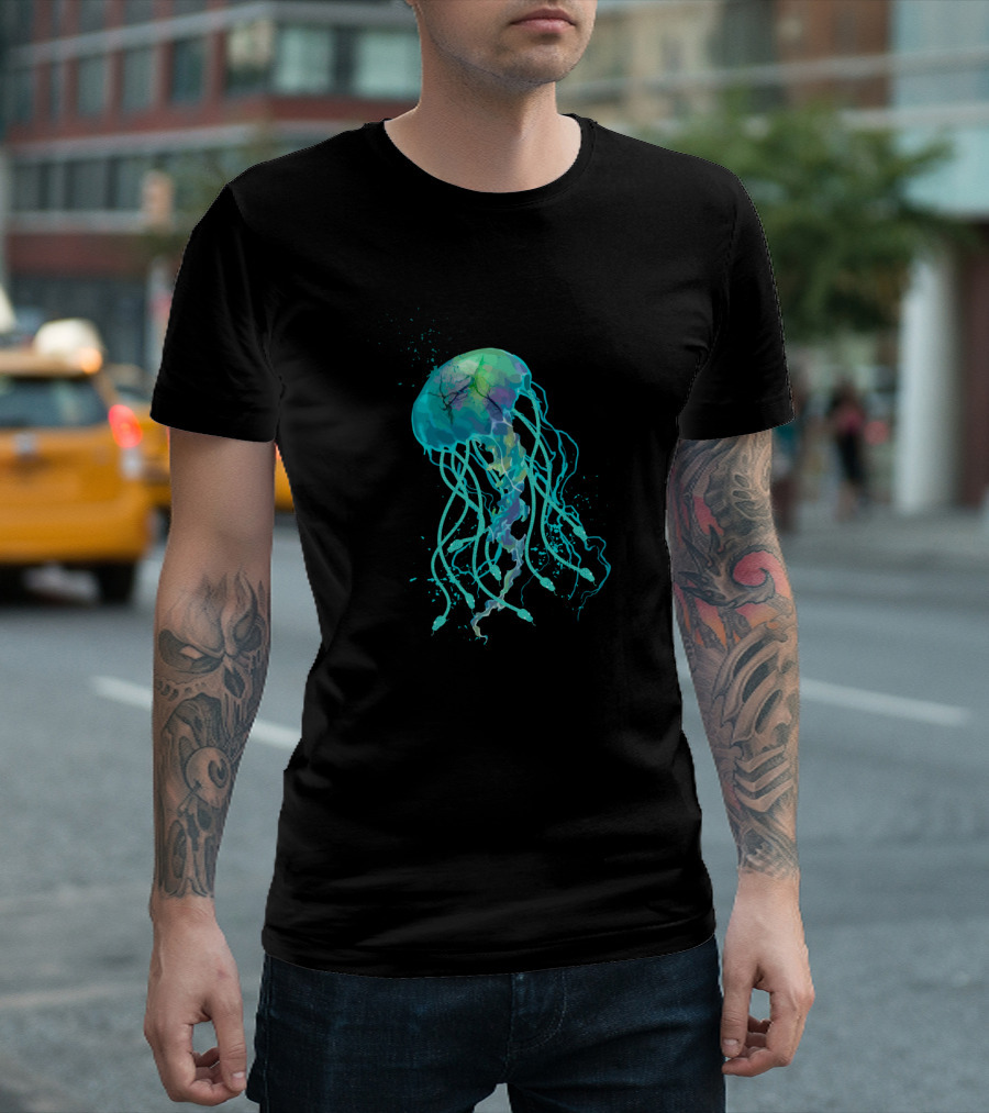 Jellyfish With Snake-Like Tentacles And Cracked Pattern - Medusa T-Shirt