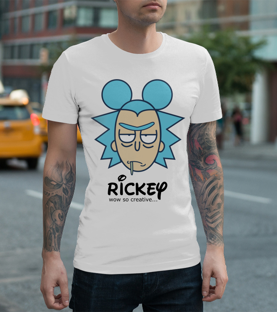 Rickey Wow So Creative Parody Mashup with Iconic Blue Hair and Ears T-Shirt