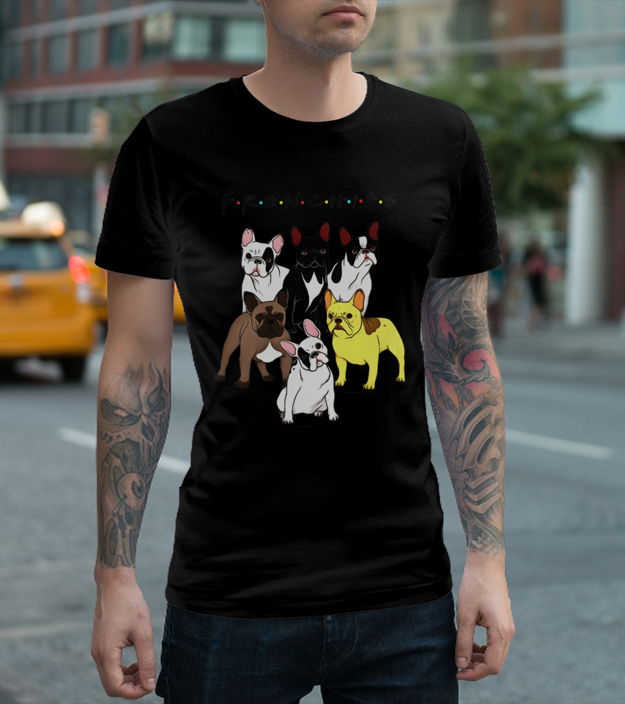Frenchies Dogs Typography With Colorful Dots T-Shirt