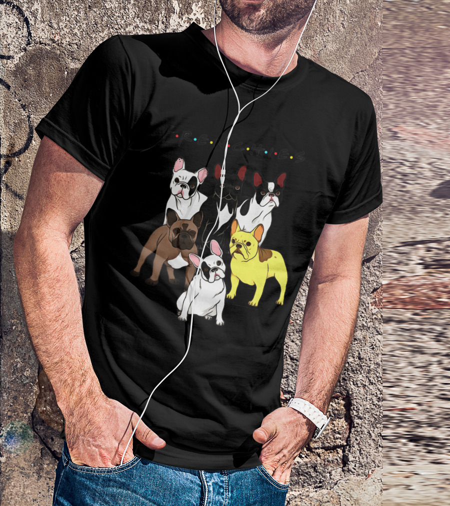 Frenchies Dogs Typography With Colorful Dots T-Shirt
