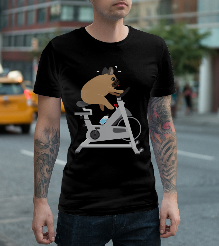 French Bulldog Indoor Cycling Dog Tired Fitness Spin T-Shirt
