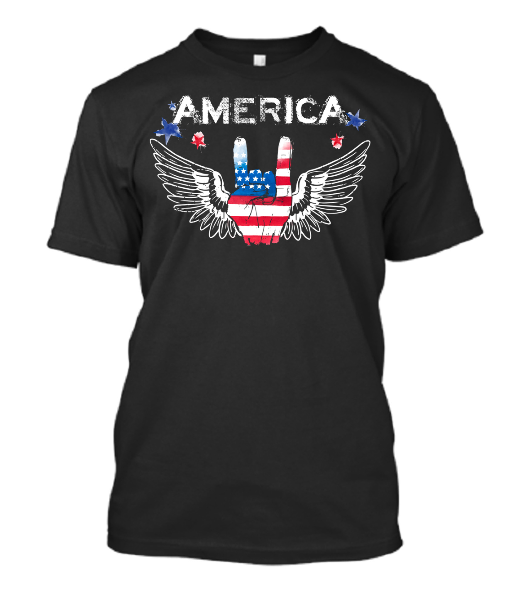 America Rock Hand With Wings And Stars Patriotic T-Shirt