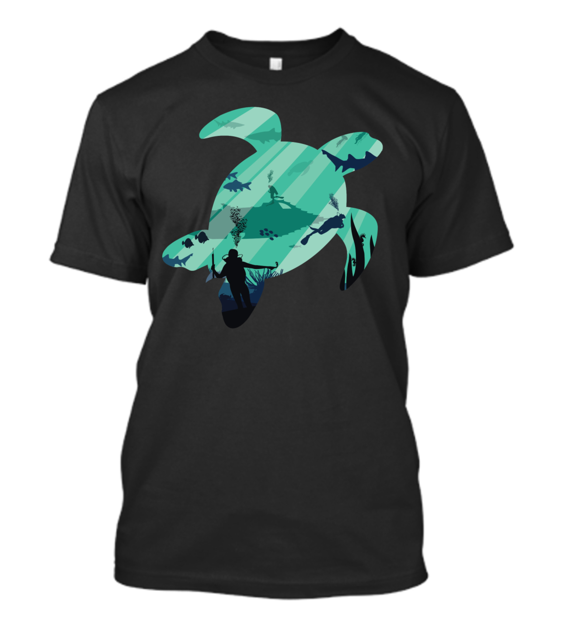 Leagues Under The Sea Nautical Adventure With Sea Turtle And Divers Exploration T-Shirt