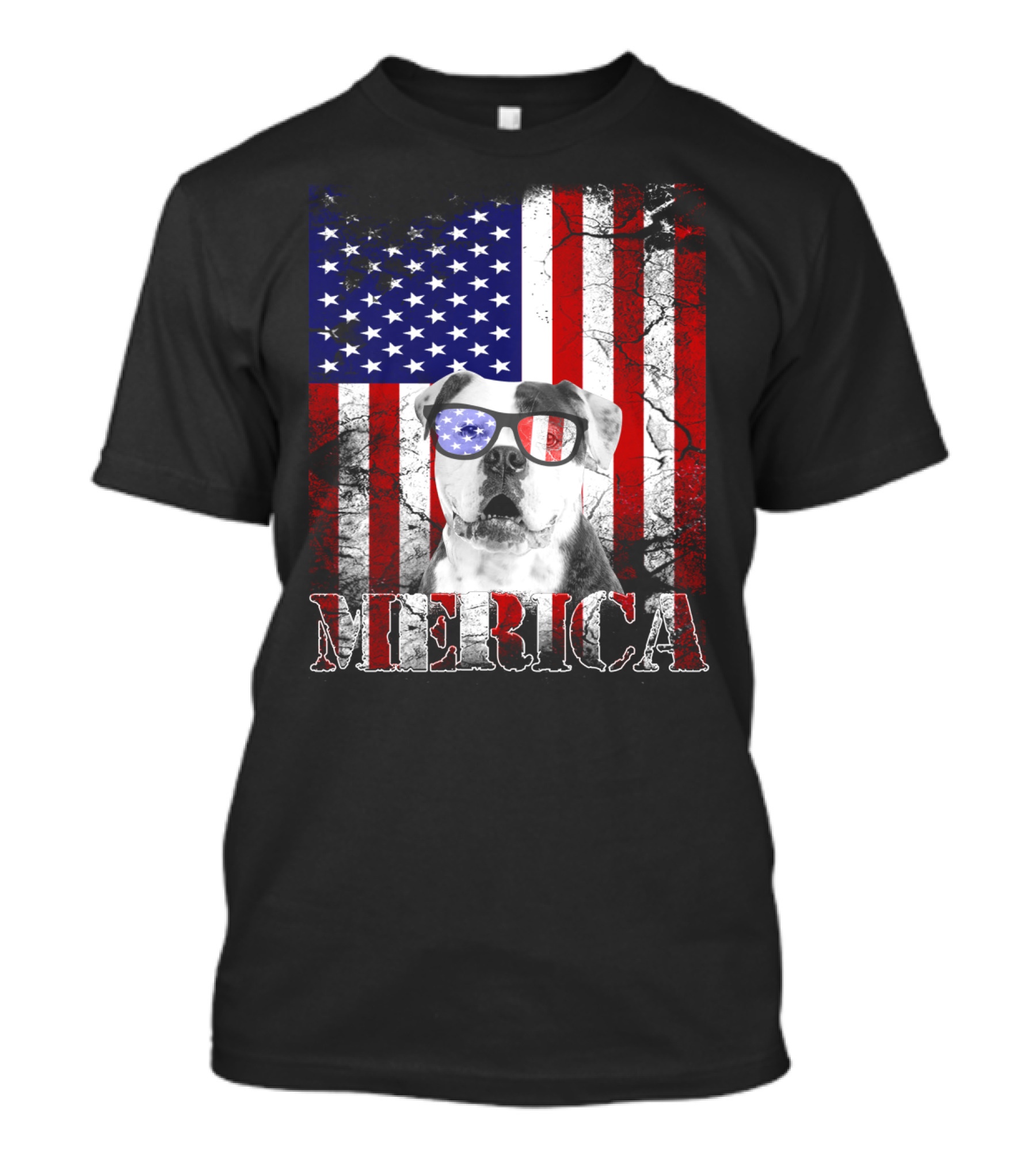 Merica USA Flag American Bulldog July 4th Patriotic T-Shirt