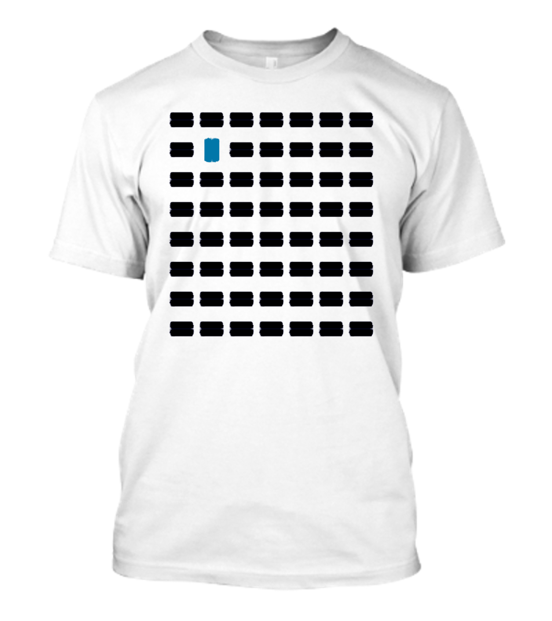 Offbeat Signal Unique Blue Rectangle Among Black Lines T-Shirt