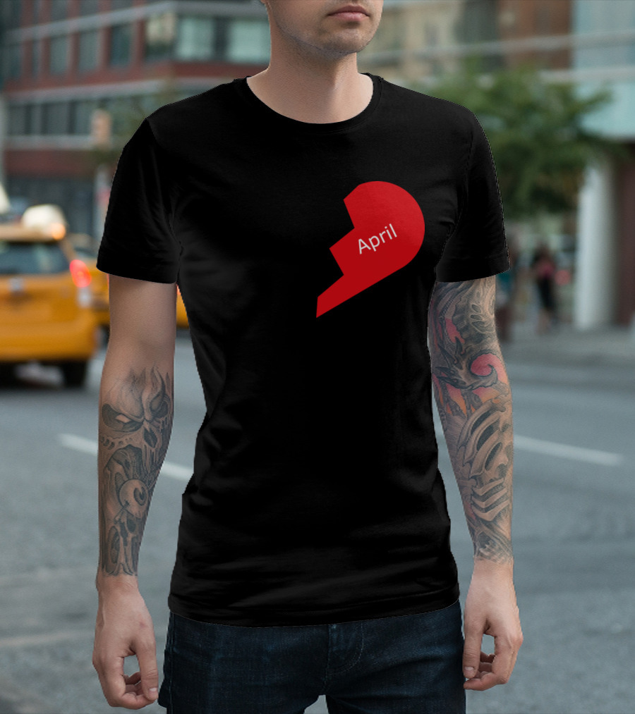 Paartner Jahrestag Geschenk Herzmotiv April T-Shirt