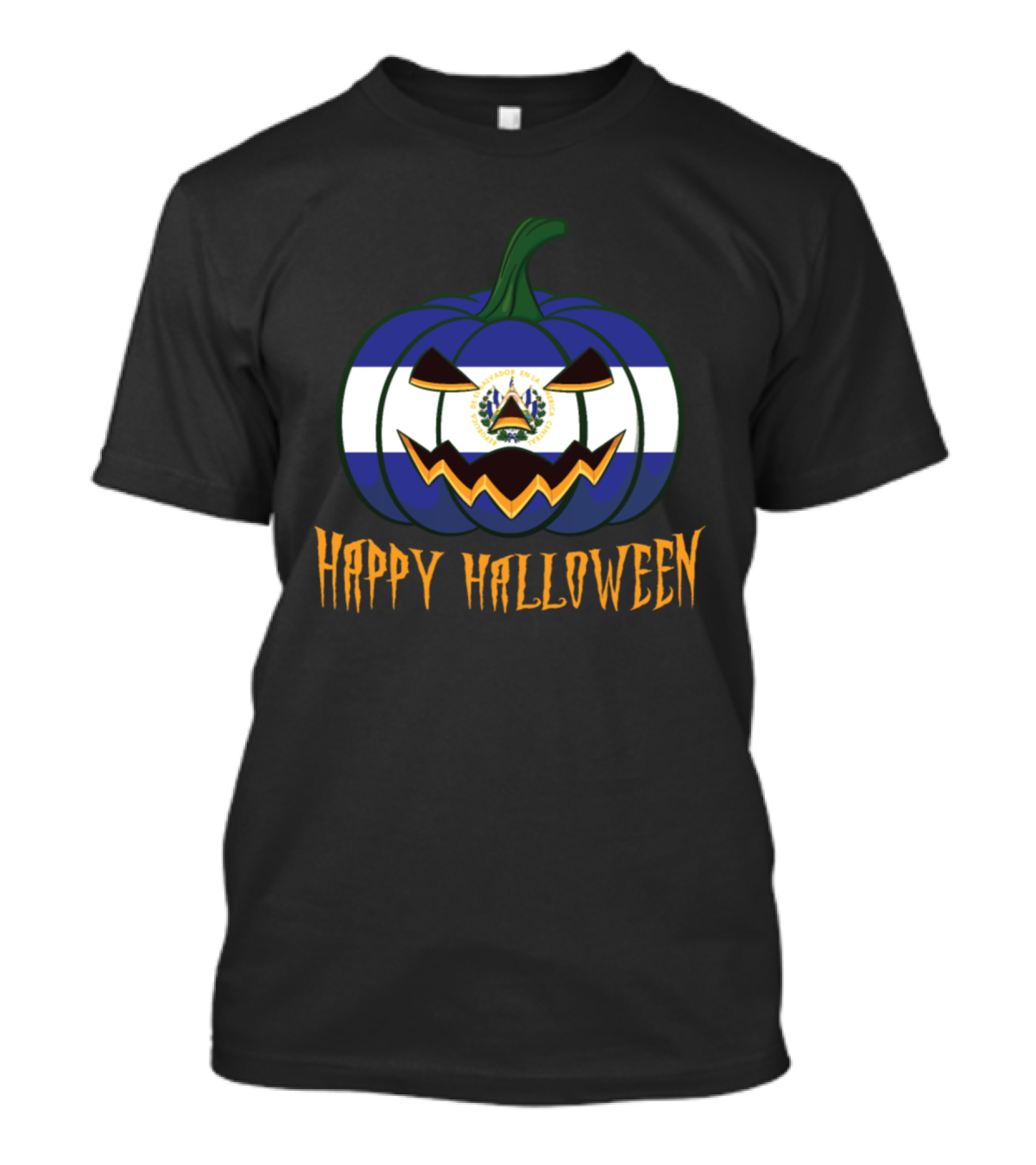 Happy Halloween Salvadorian Flag Jack O Lantern Pumpkin T-Shirt