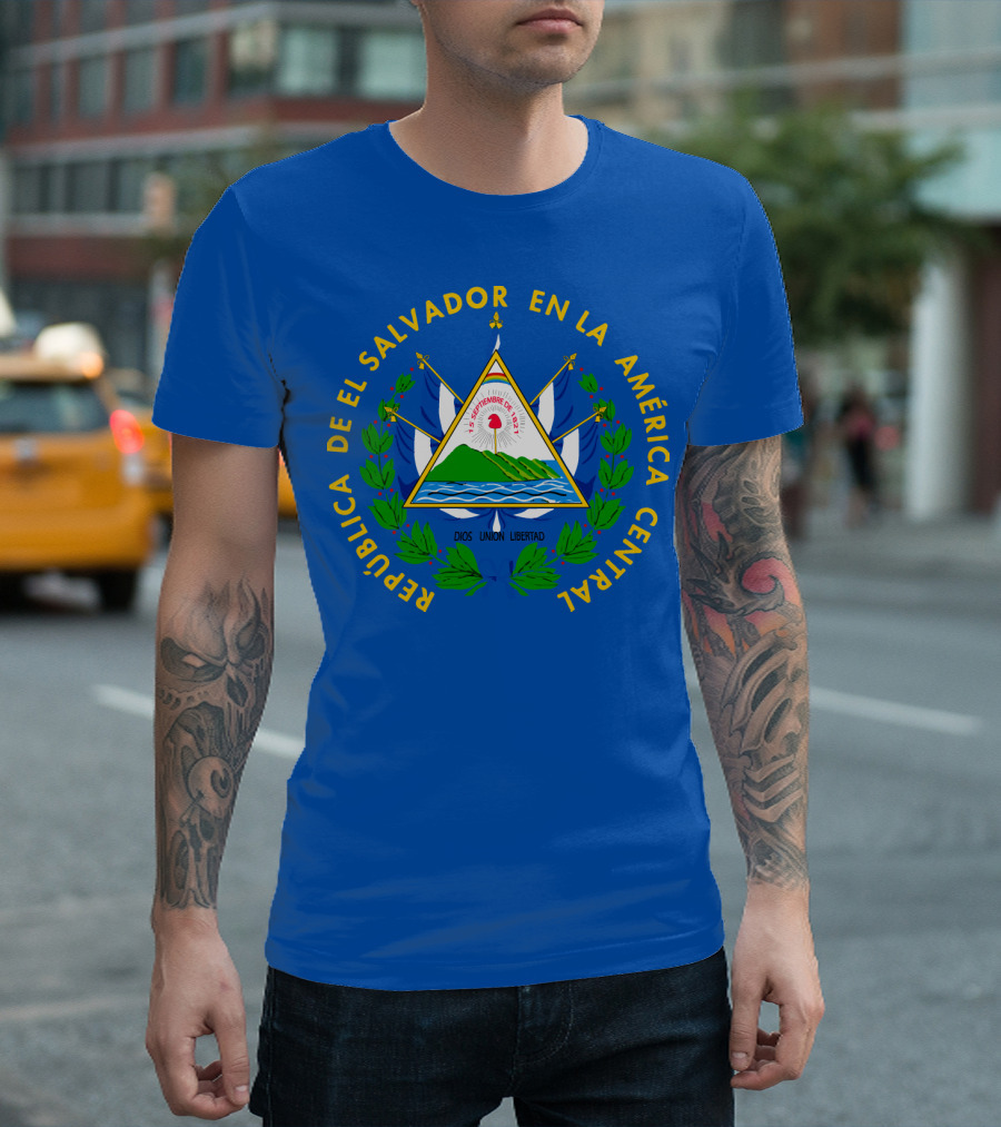 REPÚBLICA DE EL SALVADOR EN LA AMÉRICA CENTRAL DIOS UNIÓN LIBERTAD ESCUDO DE EL SALVADOR T-Shirt