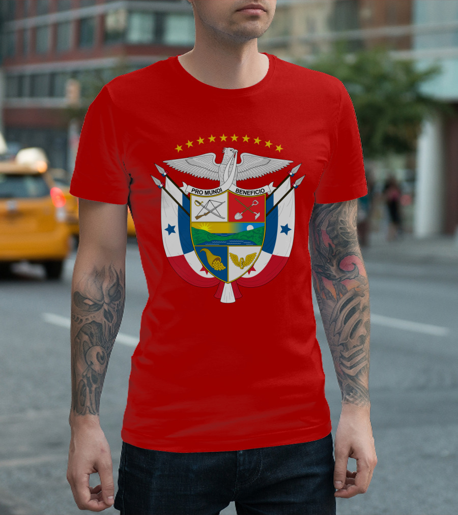 Pro Mundi Beneficio Escudo de Panamá Coat of Arms Flag T-Shirt