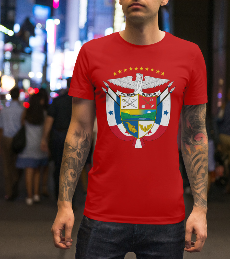 Pro Mundi Beneficio Escudo De Panamá Coat Of Arms Flag T-Shirt