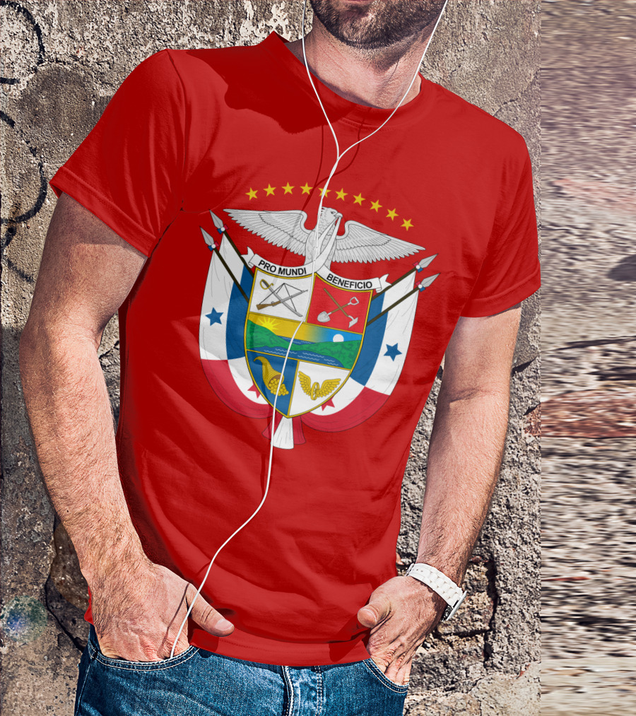 Pro Mundi Beneficio Escudo De Panamá Coat Of Arms Flag T-Shirt