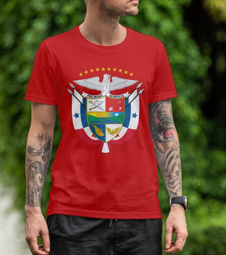 Pro Mundi Beneficio Escudo De Panamá Coat Of Arms Flag T-Shirt