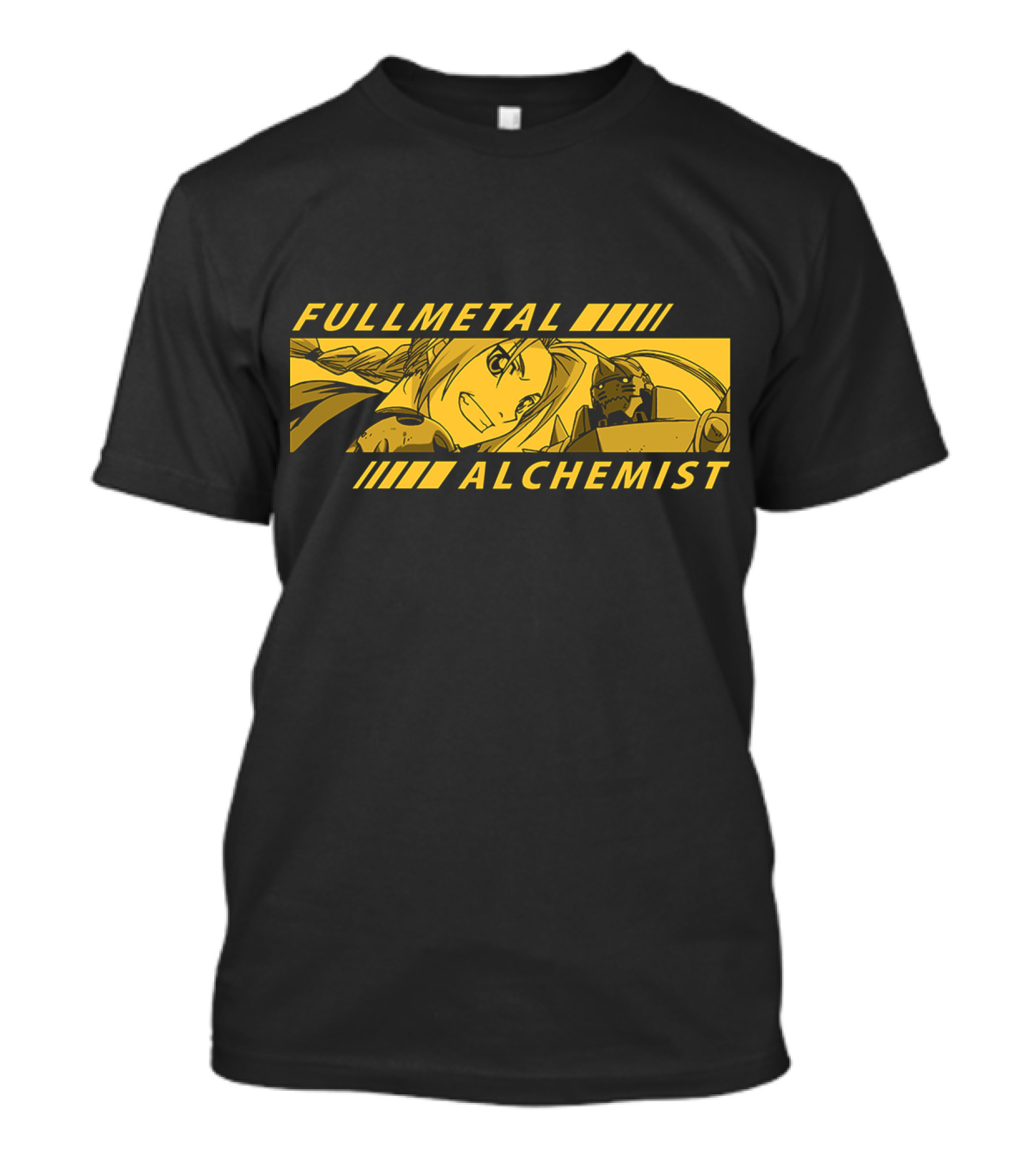 Fullmetal Alchemist Anime Characters In Dynamic Yellow T-Shirt