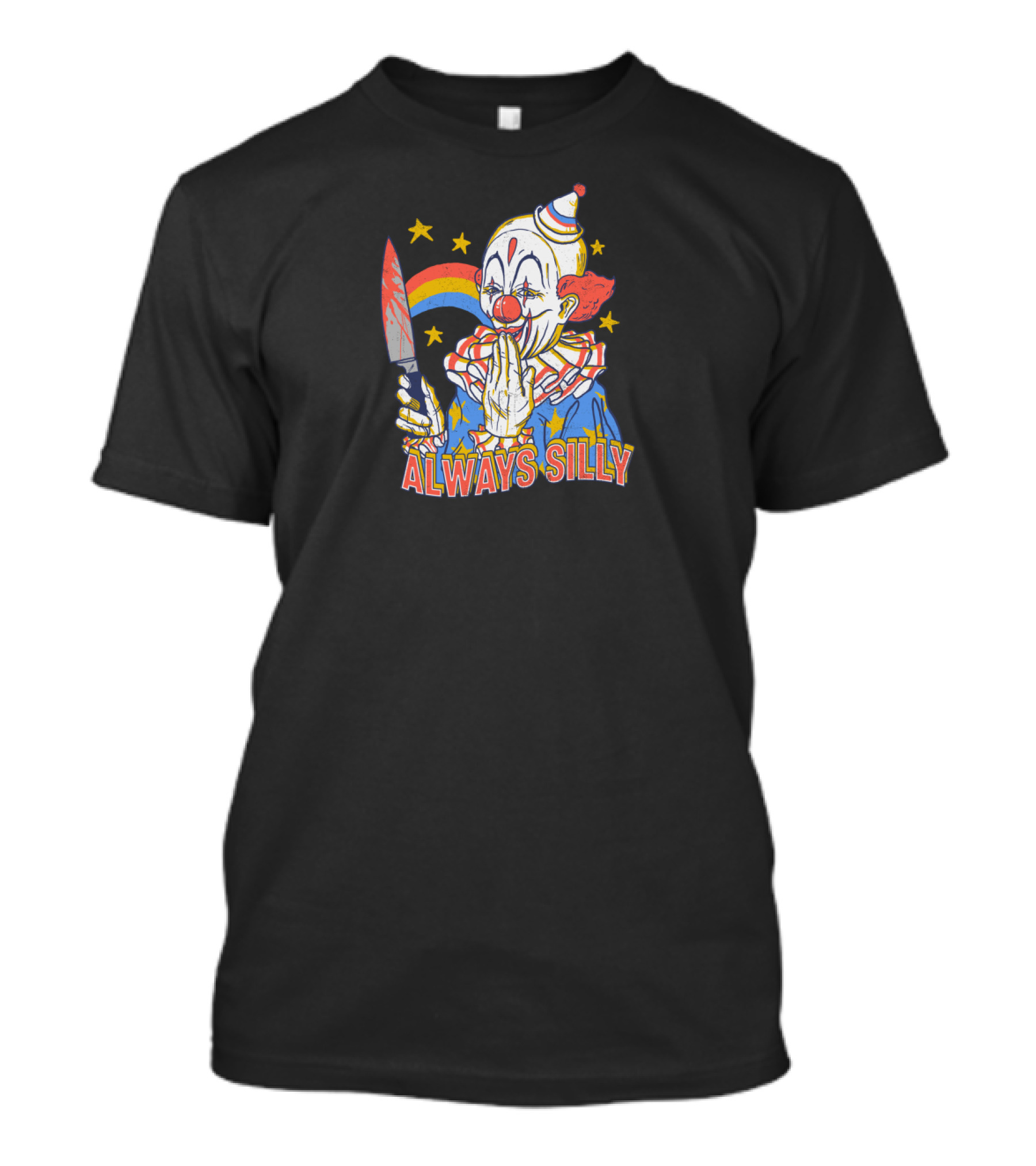 Always Silly Clown With Knife And Rainbow T-Shirt