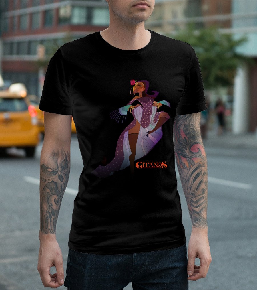 Bailadora Gitanos Flamenco Spirit Dance With Rose And Elegant Flowing Dress T-Shirt