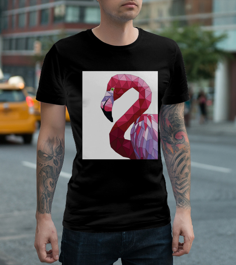 Geometric Fernando the Flamingo Abstract Polygon T-Shirt