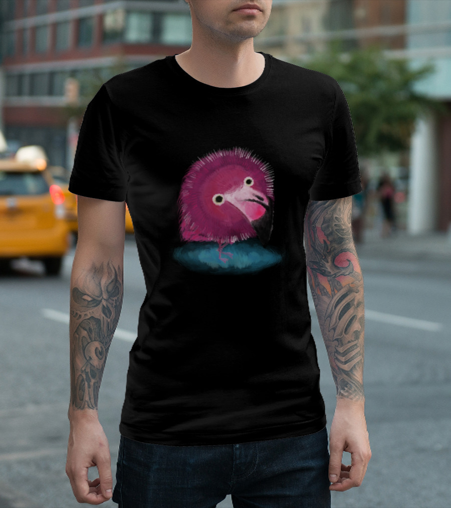 Big Fat Flamingo Watercolor Artwork with Pink Feathers T-Shirt