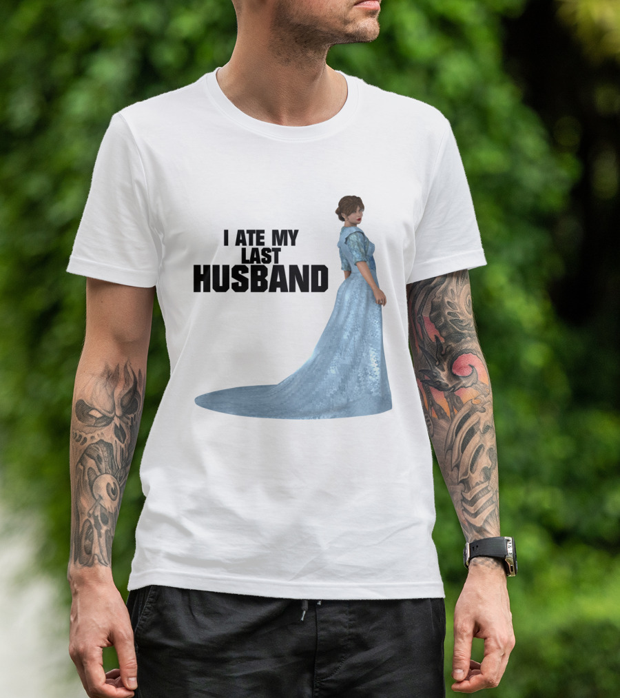 I Ate My Last Husband Retro Blue Dress With Woman Looking Back T-Shirt