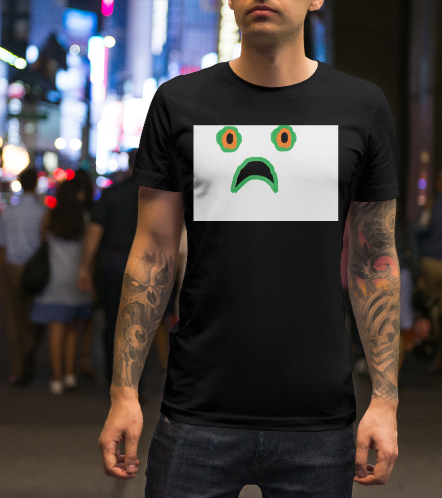 GaspJokes Sad Frog Face With Orange Eyes Expression T-Shirt