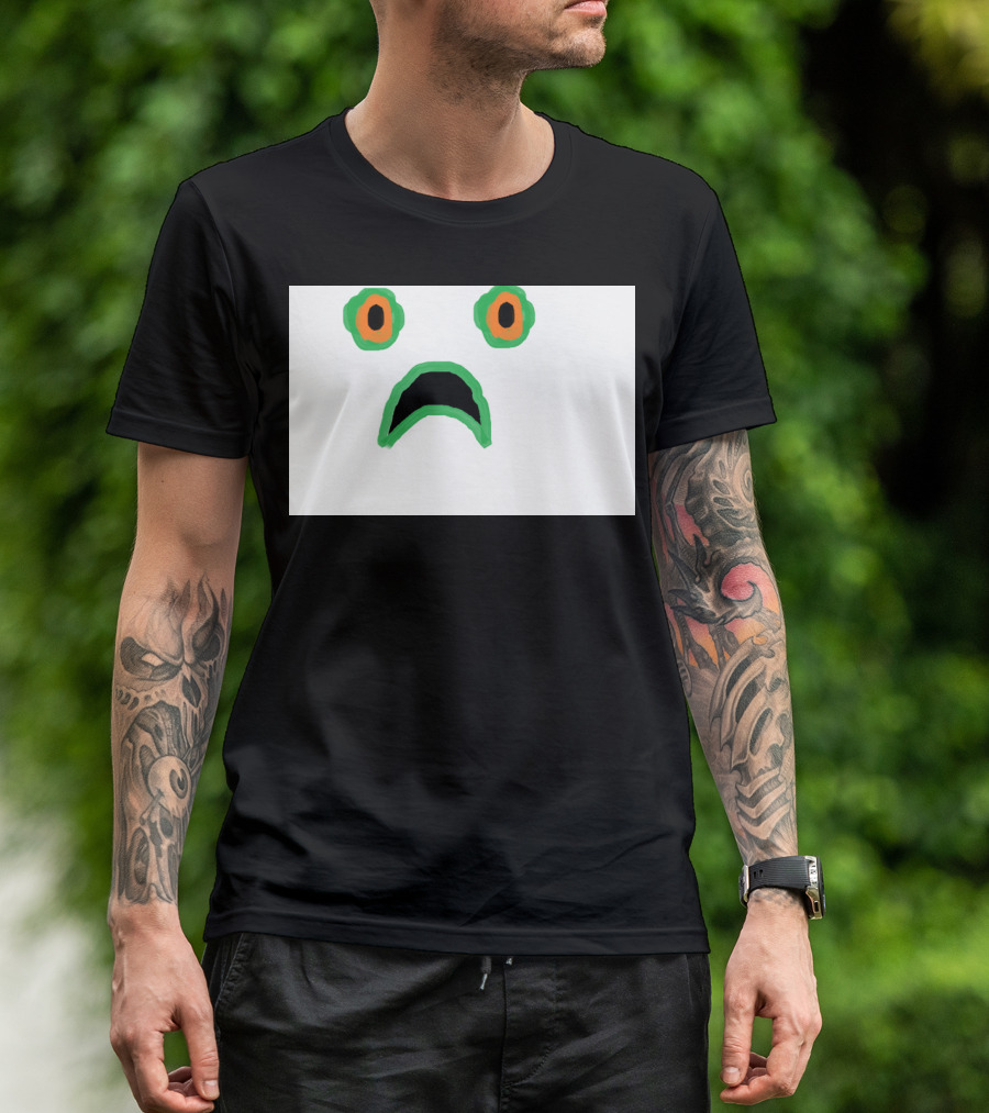 GaspJokes Sad Frog Face With Orange Eyes Expression T-Shirt