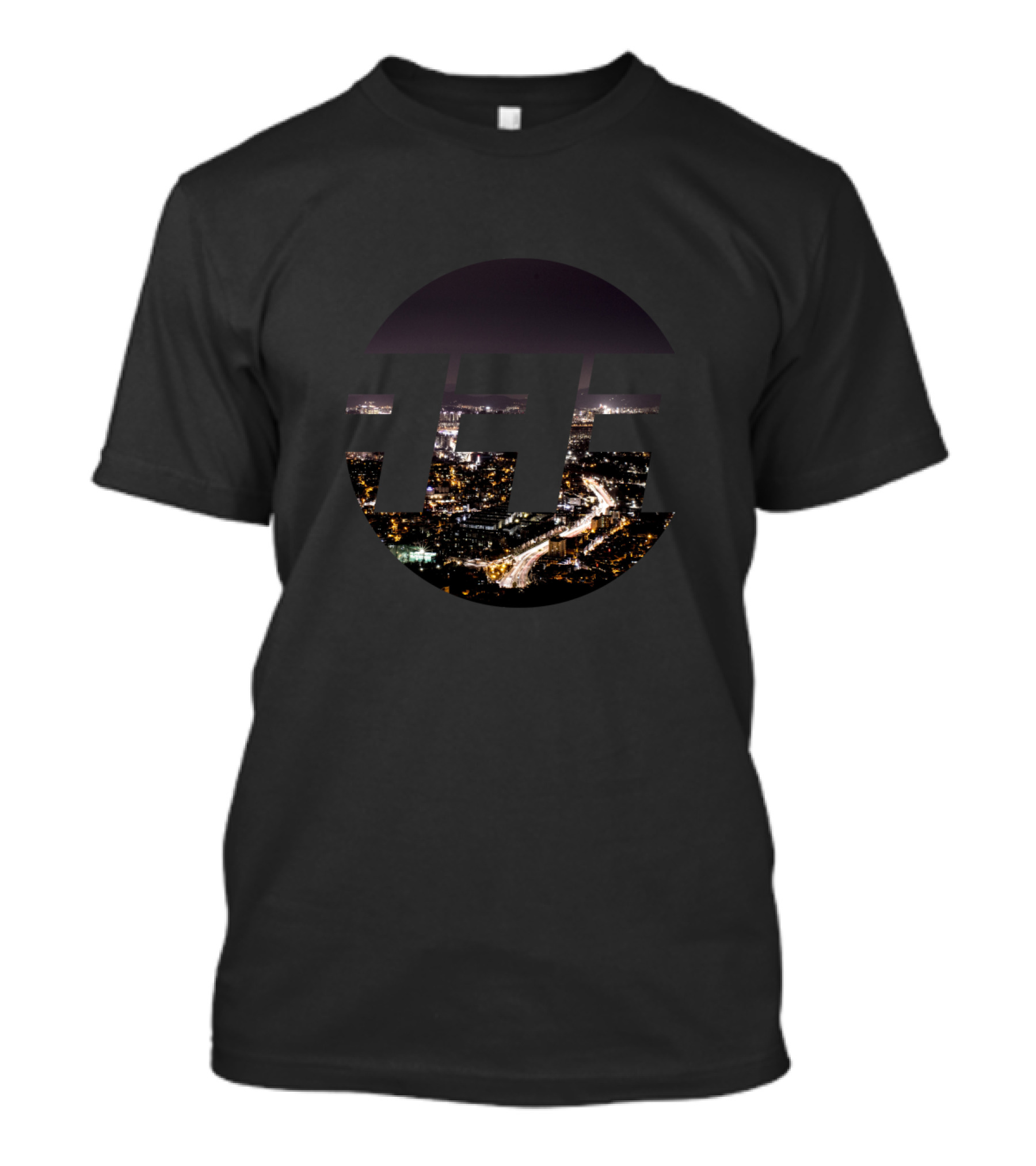 Traffic Tank City Lights Nightscape Circle T-Shirt