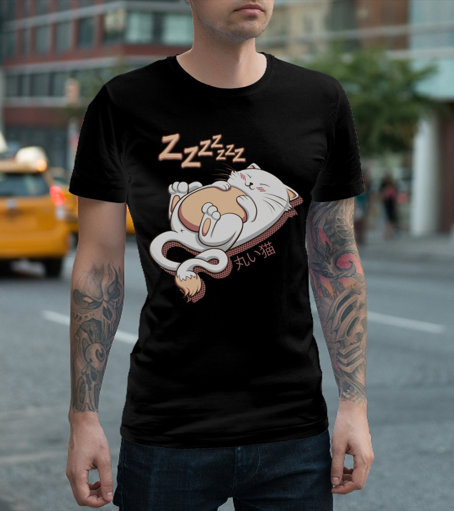 Marui Neko Sleeping Round Cat With Zzzzzz T-Shirt