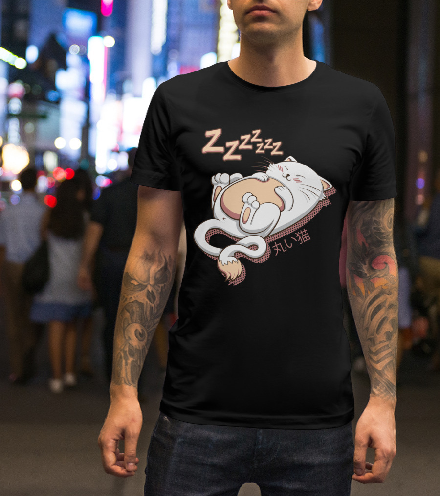 Marui Neko Sleeping Round Cat With Zzzzzz T-Shirt