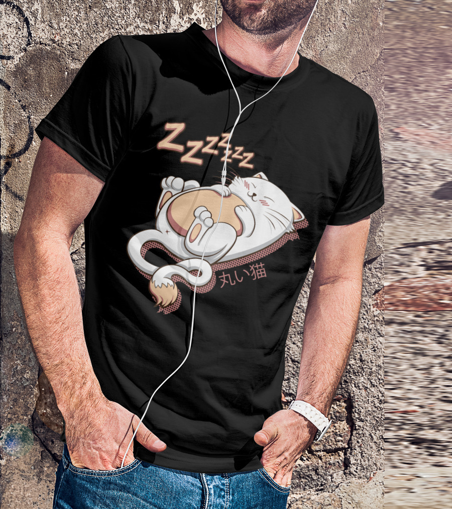 Marui Neko Sleeping Round Cat With Zzzzzz T-Shirt