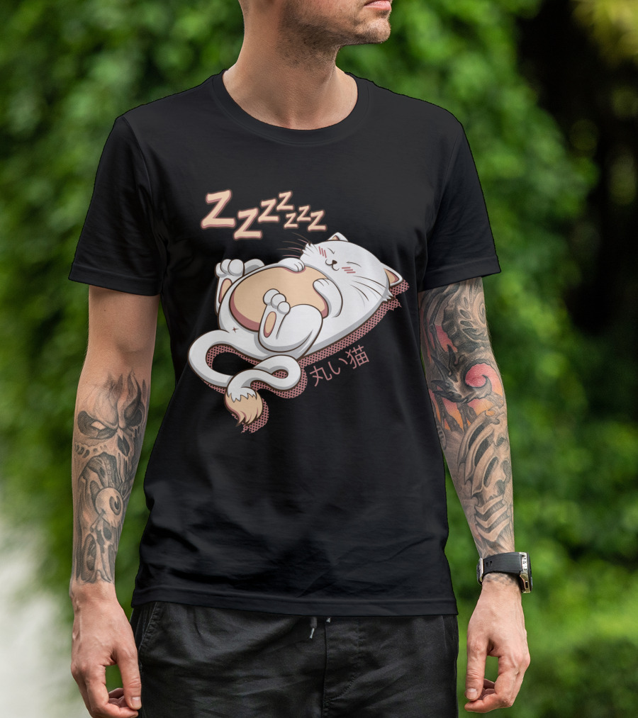 Marui Neko Sleeping Round Cat With Zzzzzz T-Shirt