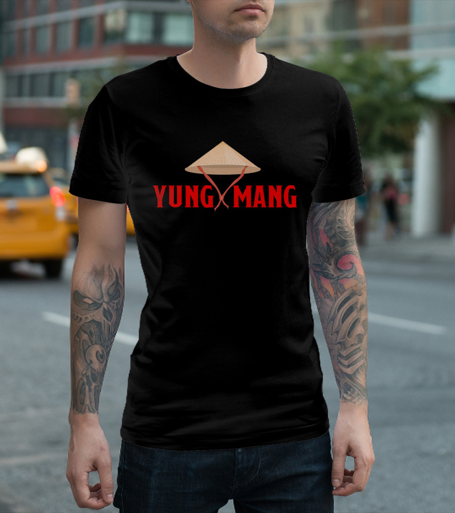 YUNG MANG Asian Uncle Conical Hat T-Shirt