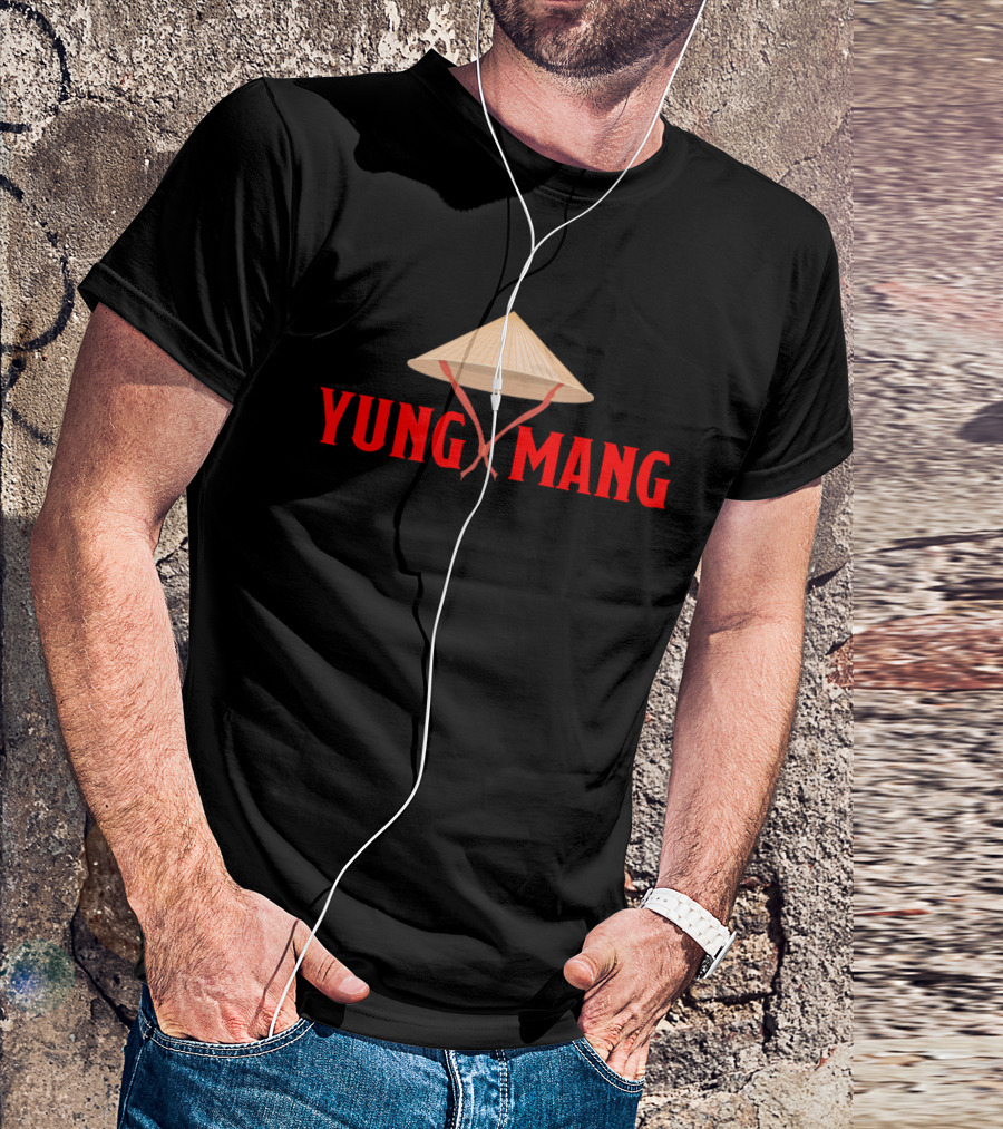 YUNG MANG Asian Uncle Conical Hat T-Shirt