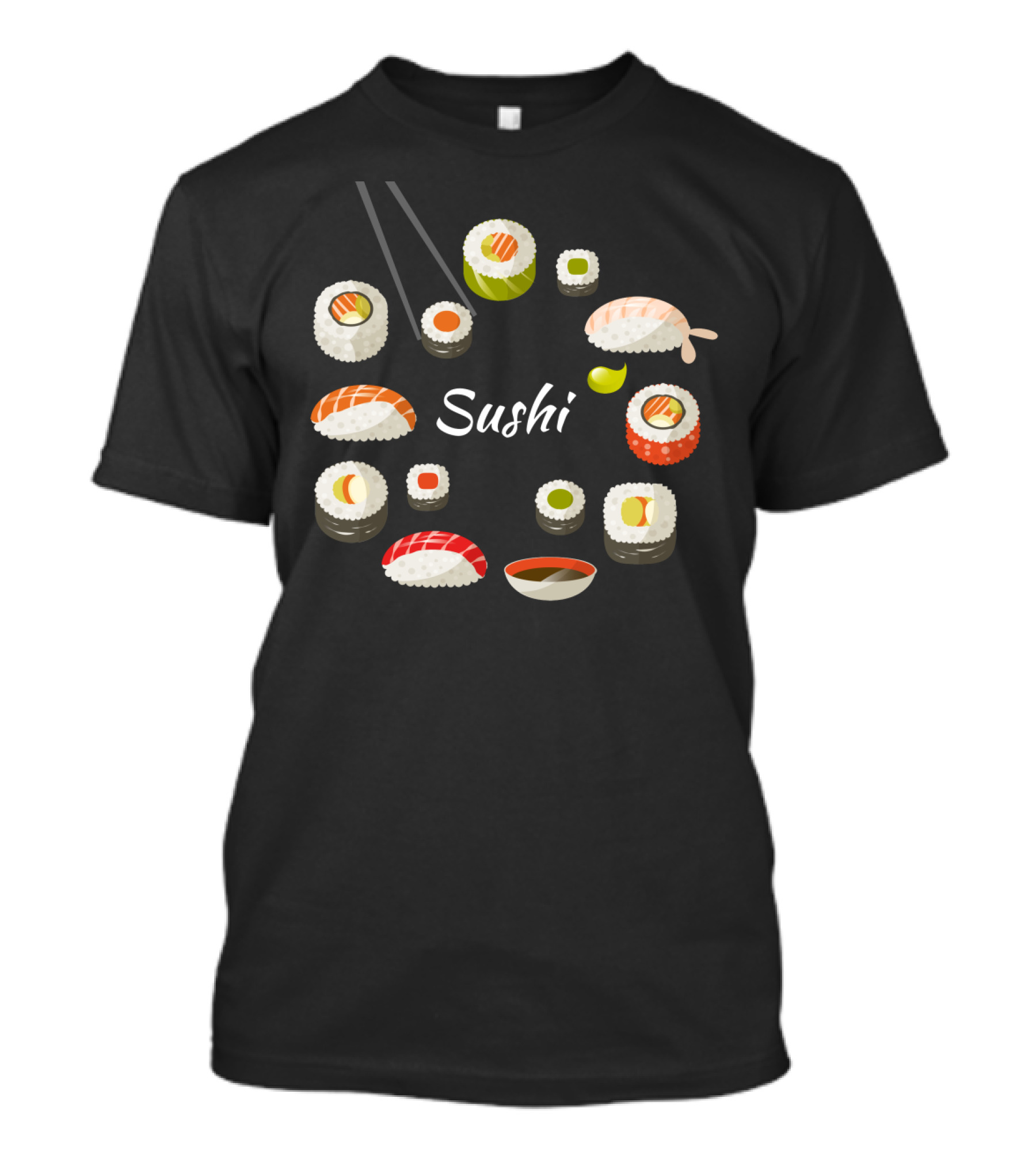 Sushi Rolls Oriental Asian Salmon Fish Rice Soya Food T-Shirt