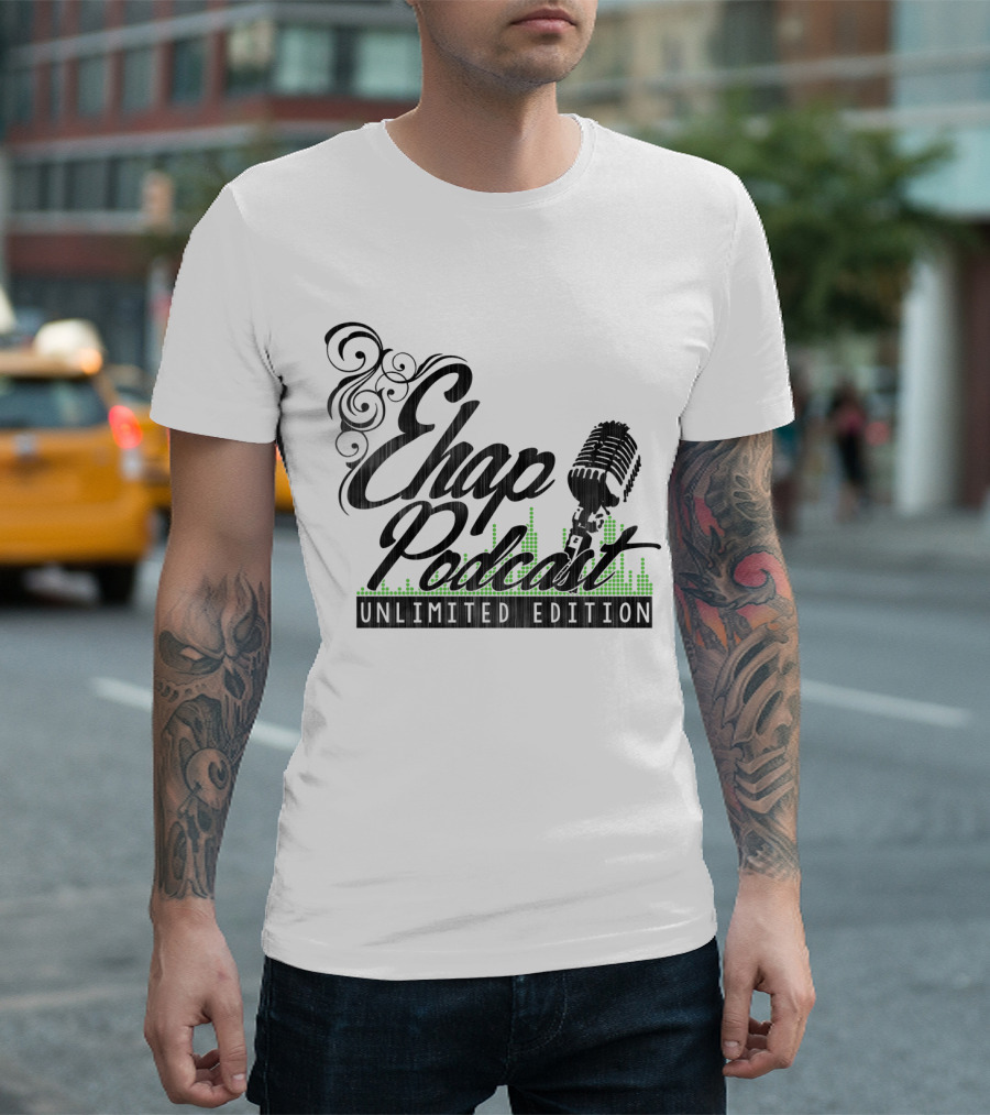 Ehap Podcast Unlimited Edition Vintage Microphone And Sound Wave T-Shirt
