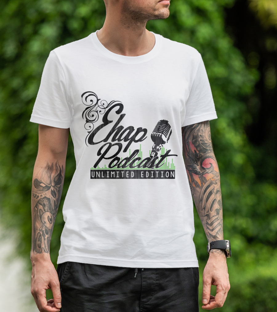 Ehap Podcast Unlimited Edition Vintage Microphone And Sound Wave T-Shirt