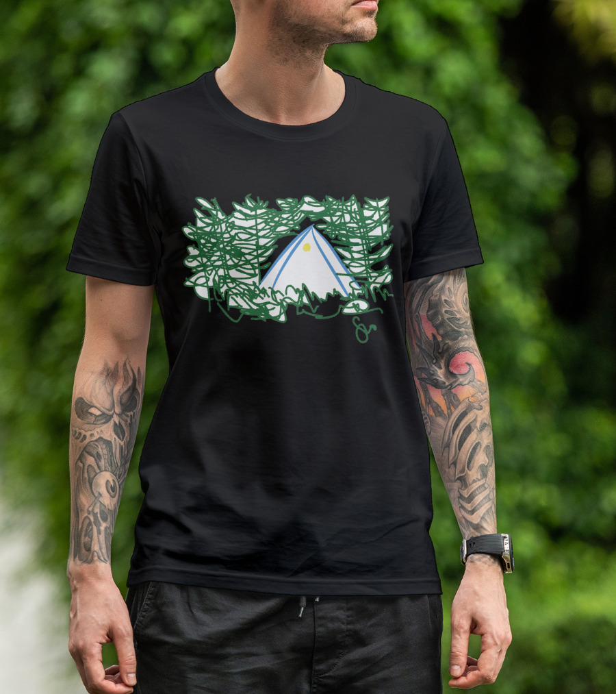 Night Light Camping Tent In Forest T-Shirt