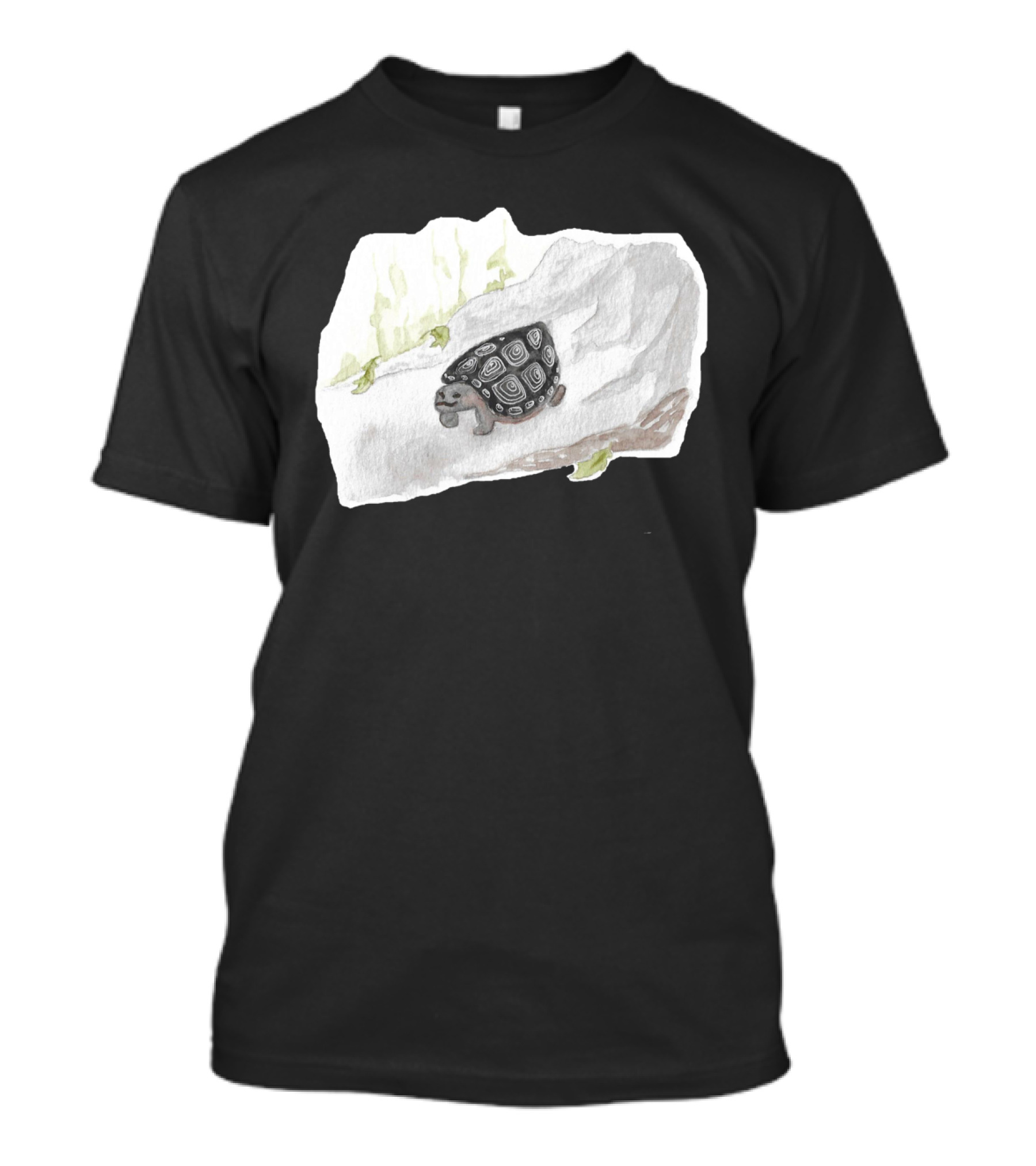 Watercolor Forest Wood Turtle Abstract Nature Scene T-Shirt