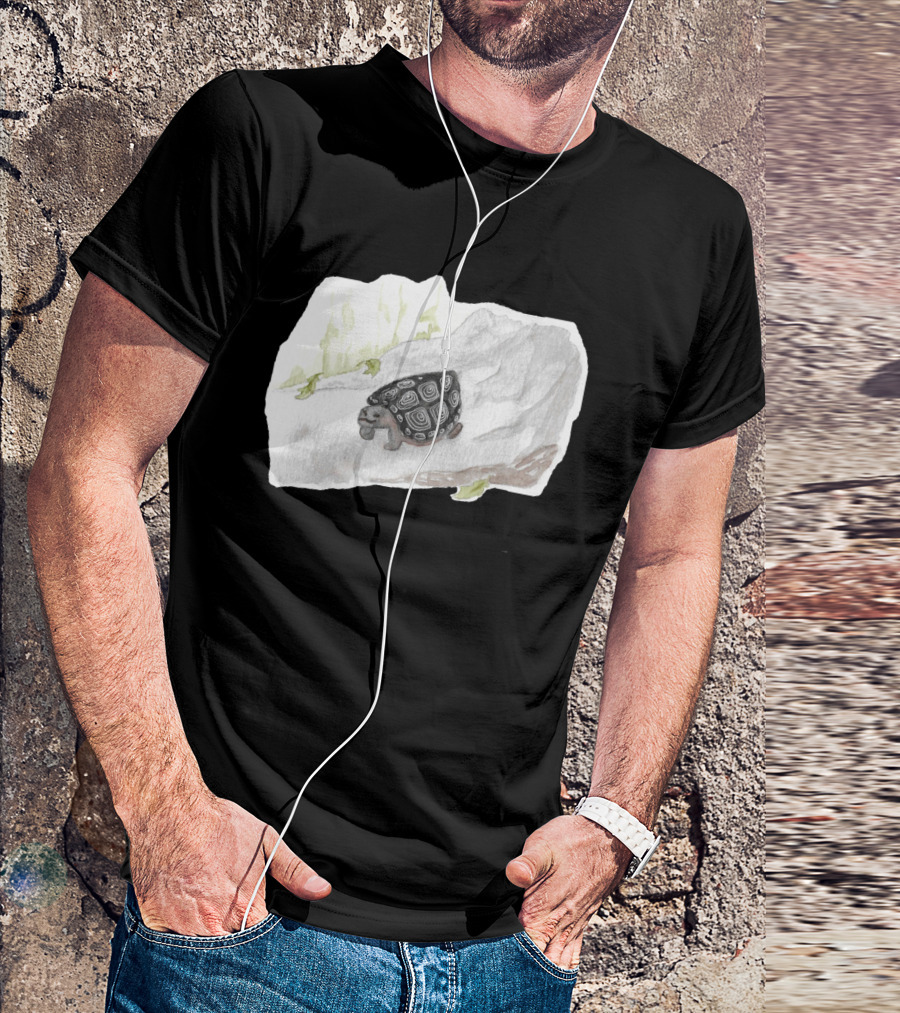 Watercolor Forest Wood Turtle Abstract Nature Scene T-Shirt