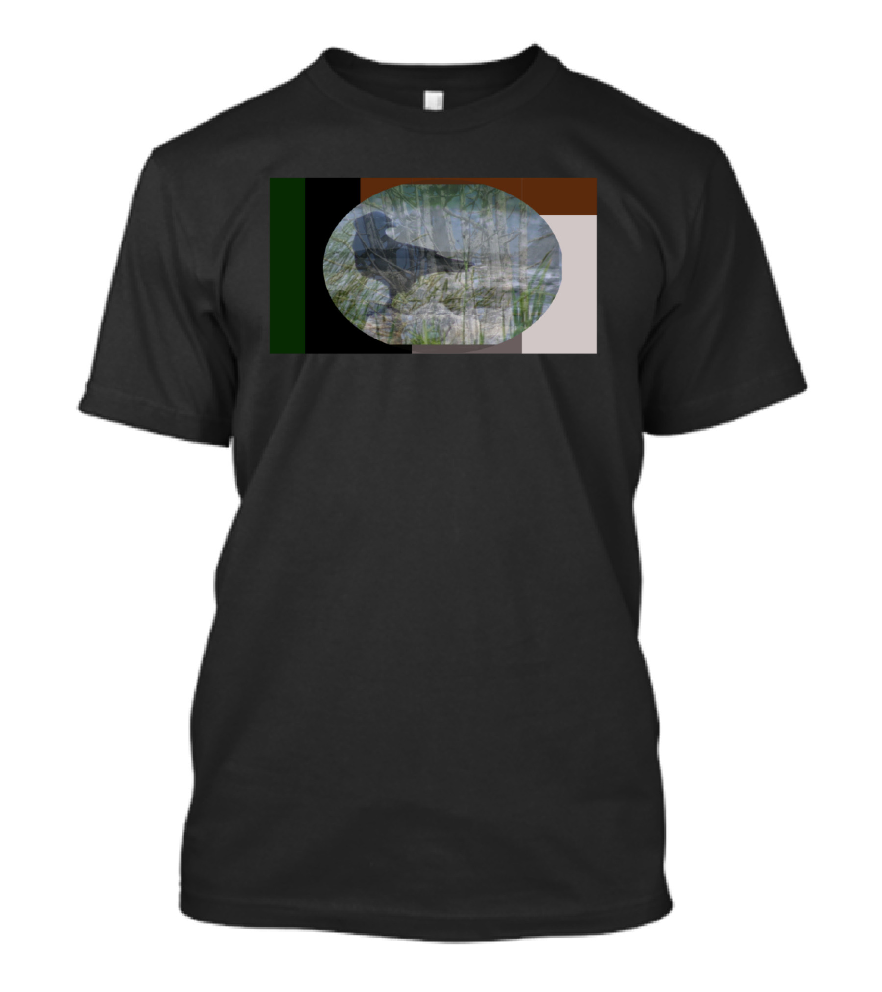 Crow Beach Nature Scene With Abstract Geometric Overlay T-Shirt