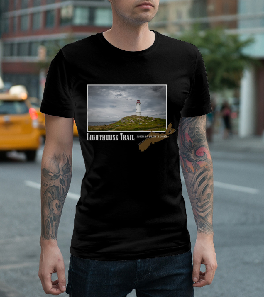 Lighthouse Trail Cloudy Day Louisbourg Nova Scotia Canada T-Shirt
