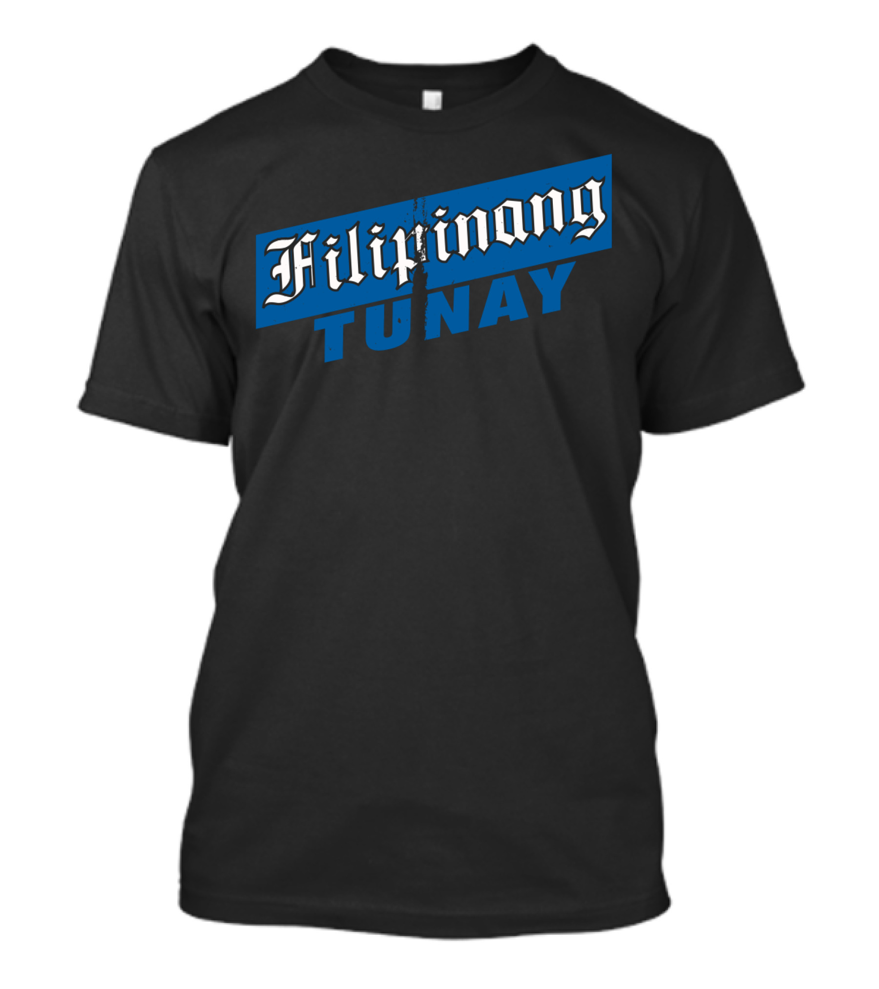 FILIPINONG TUNAY Blue And White Text With Distressed Effect T-Shirt