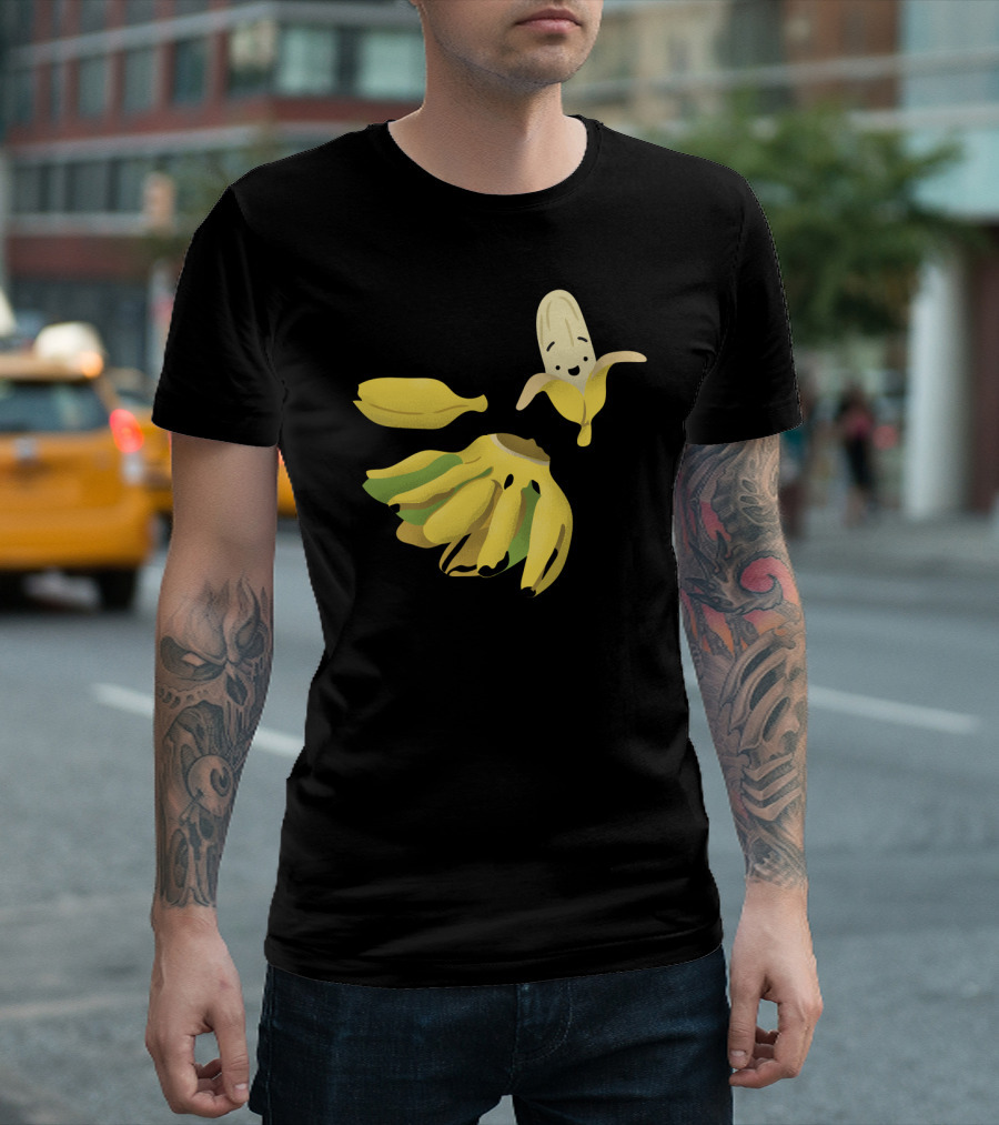 Saba Bananas Happy Banana Character And Cluster T-Shirt