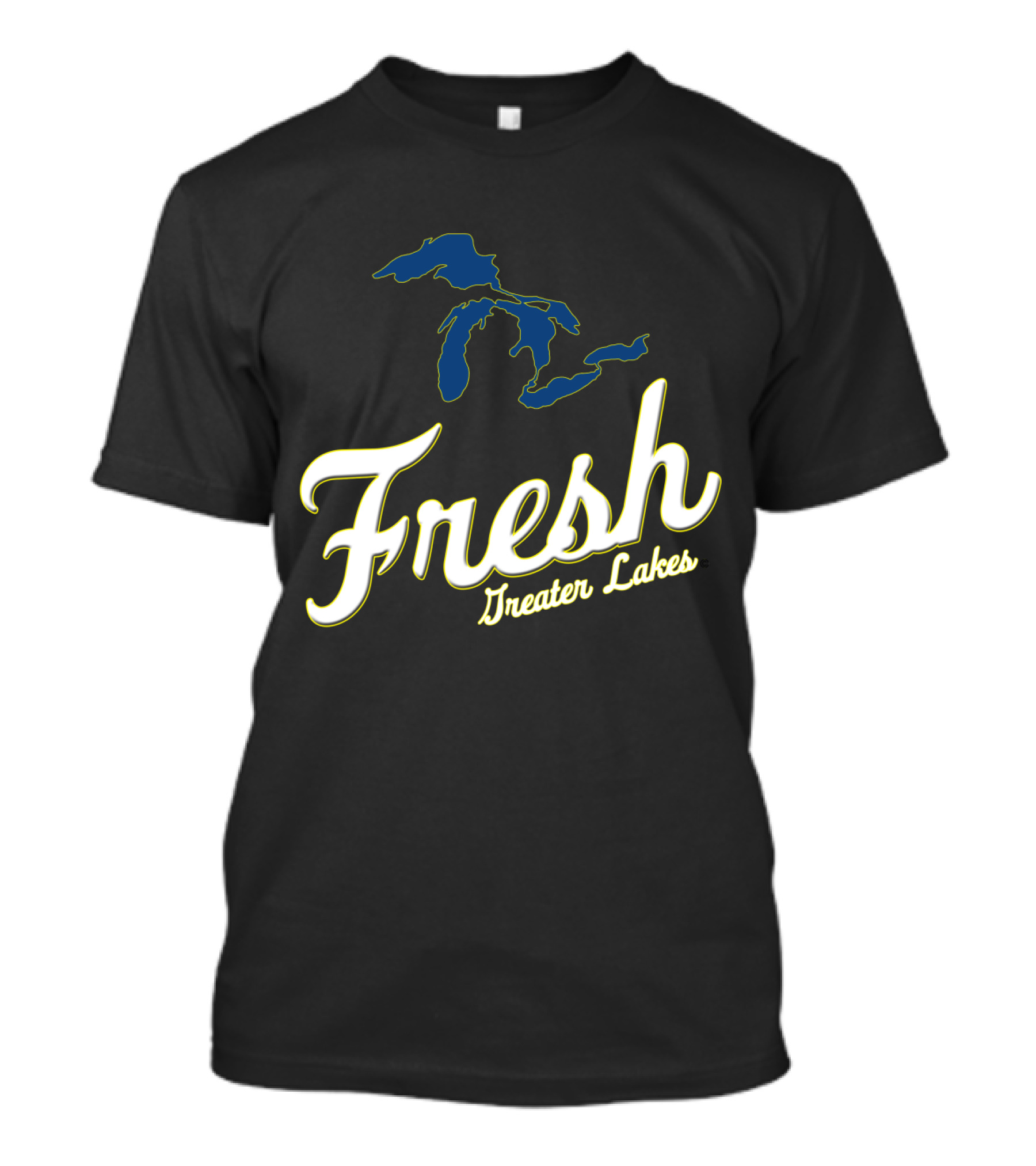 Fresh Greater Lakes Graphic Blue Outline T-Shirt