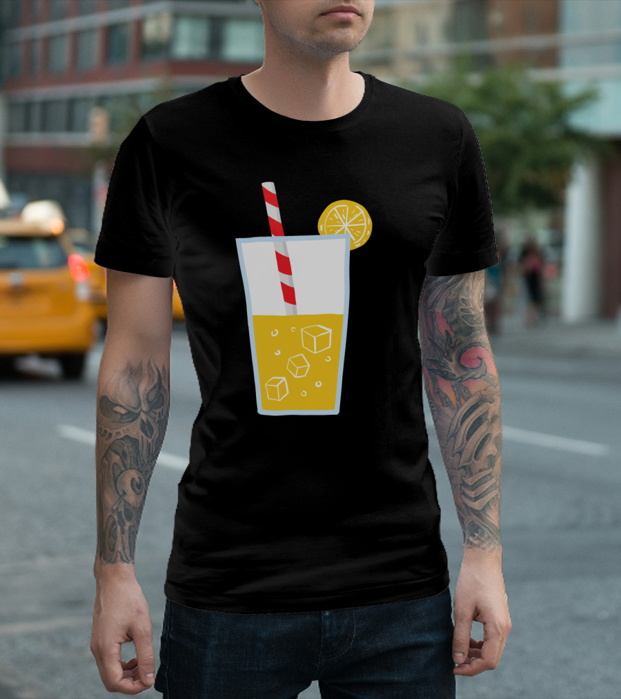 Chilled Lemonade With Ice And Red Striped Straw T-Shirt