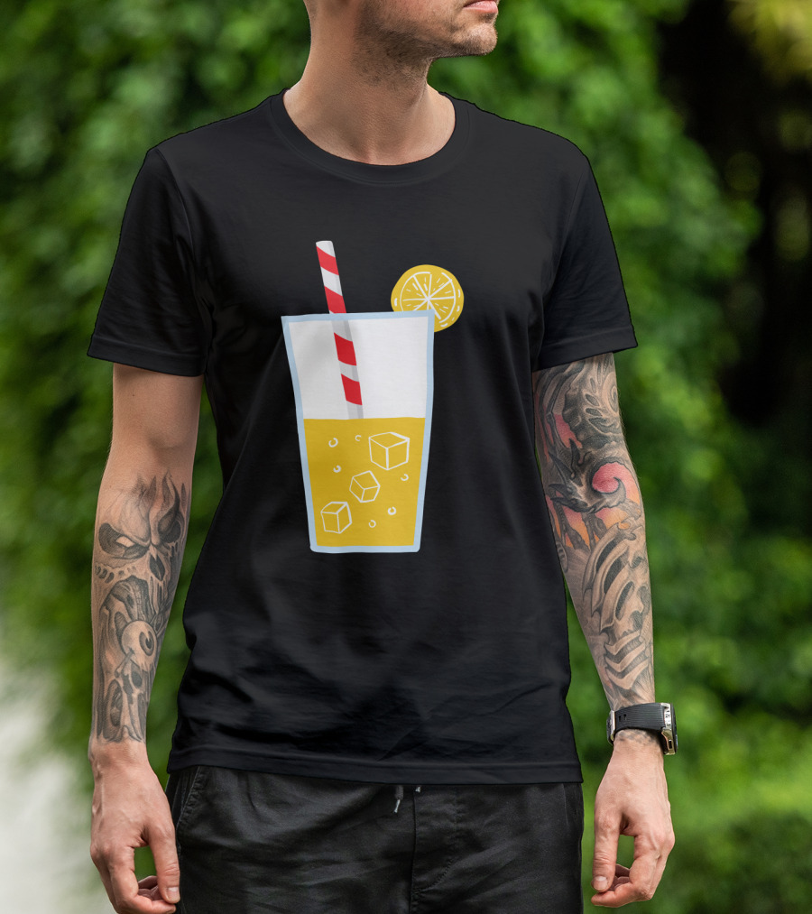 Chilled Lemonade With Ice And Red Striped Straw T-Shirt