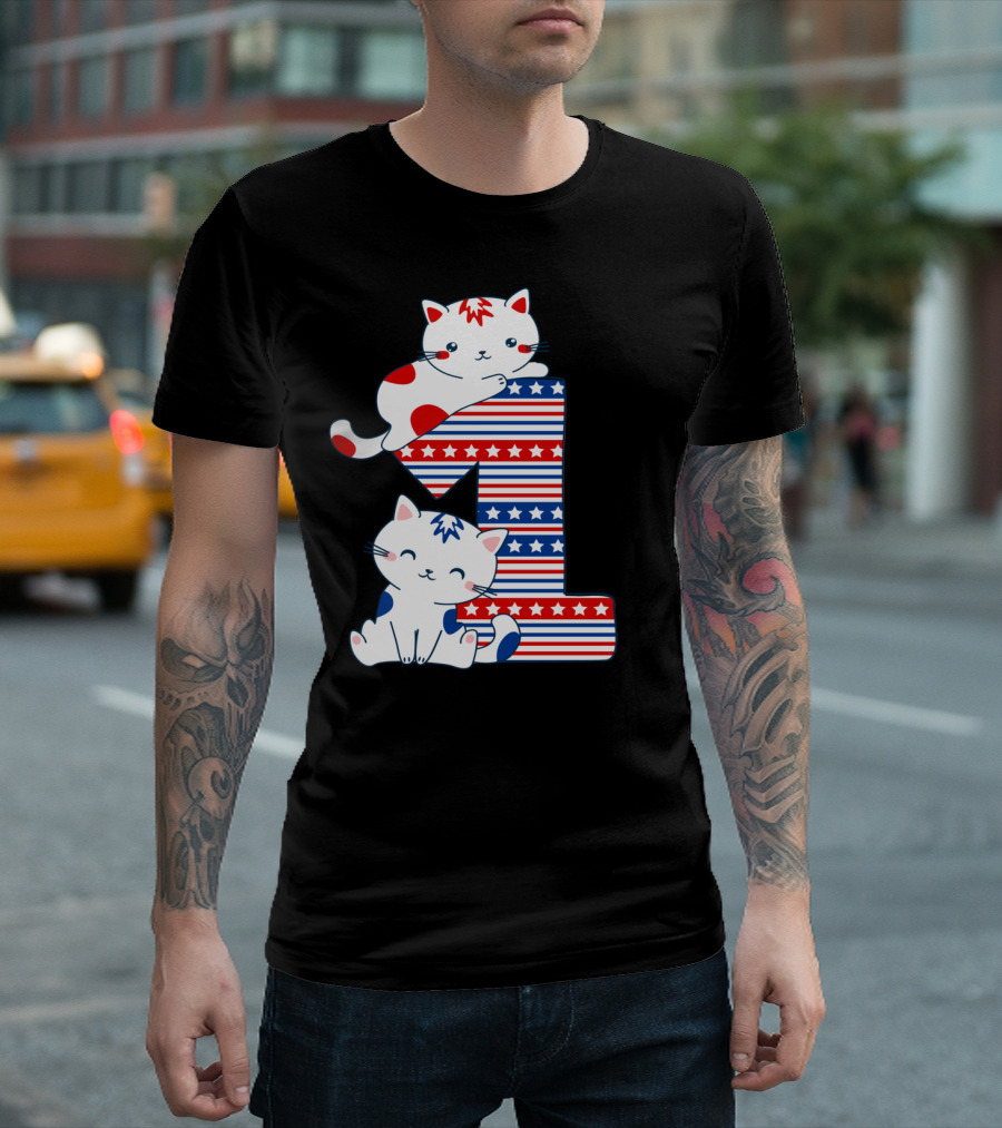 Patriotic American One Year Old Cat T-Shirt