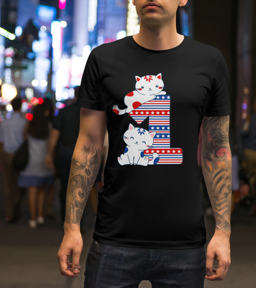 Patriotic American One Year Old Cat T-Shirt
