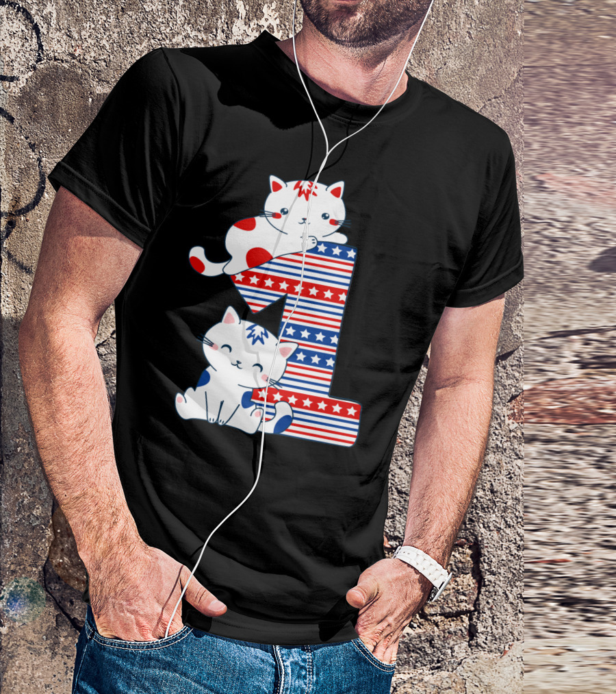Patriotic American One Year Old Cat T-Shirt